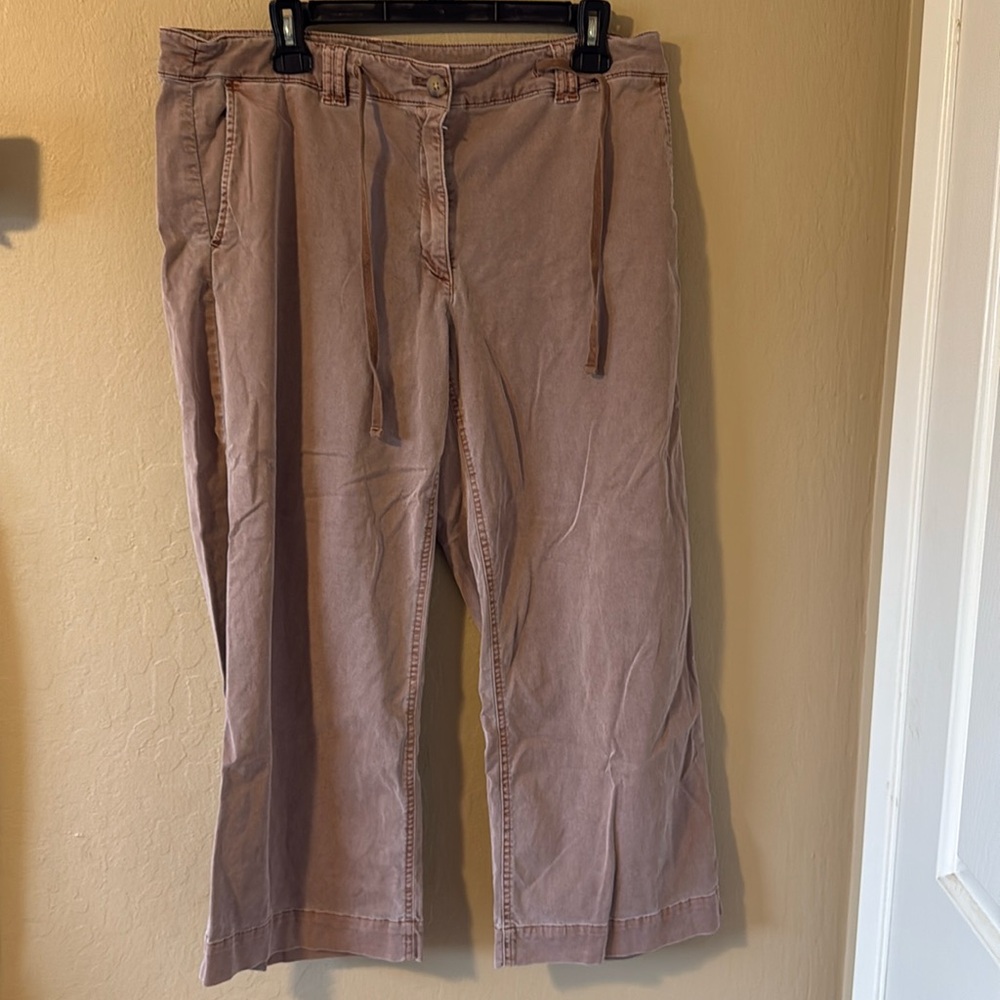 J Jill Women’s Wide Leg Cropped Pants/ Capris washed brown size 14 - Picture 2 of 16